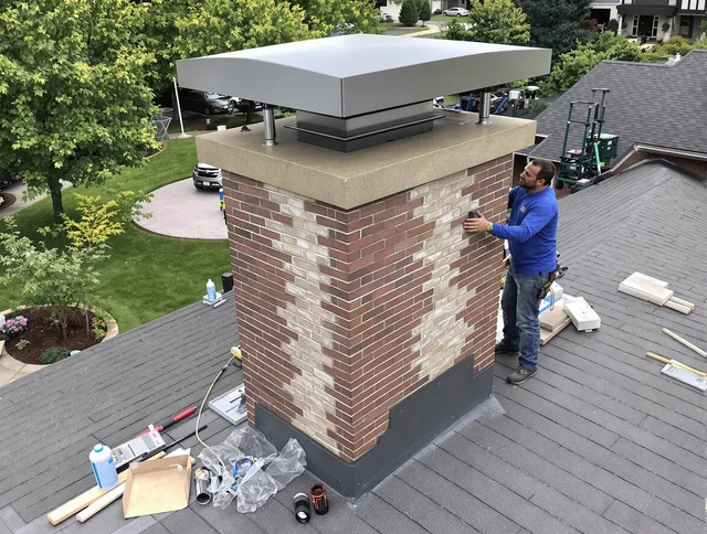 Shelton Chimney Sweep team working on a custom chimney remodel in Shelton, CT