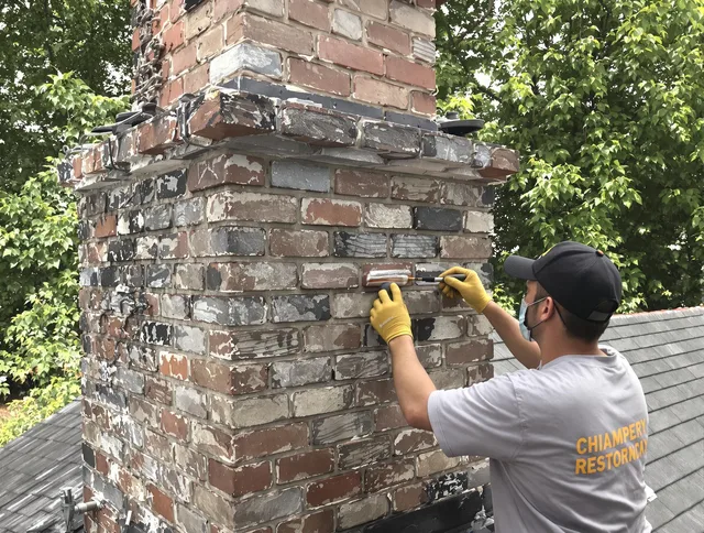 In-progress chimney restoration by Shelton Chimney Sweep in Shelton, CT