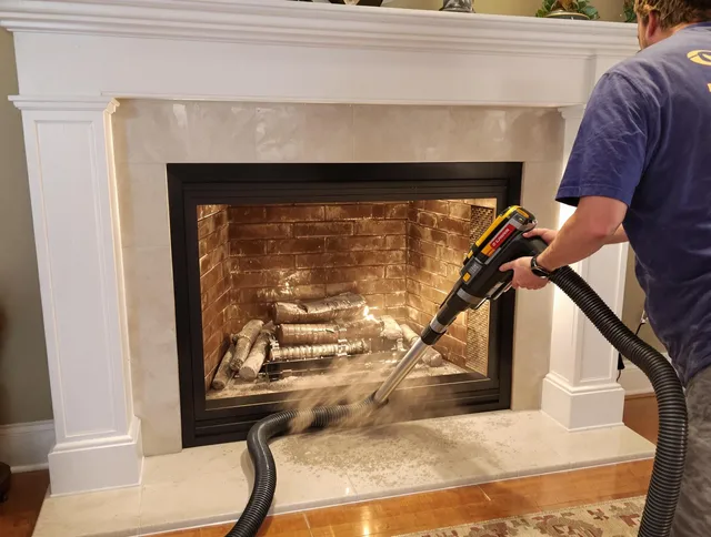 Fireplace cleaning performed by Shelton Chimney Sweep in Shelton, CT