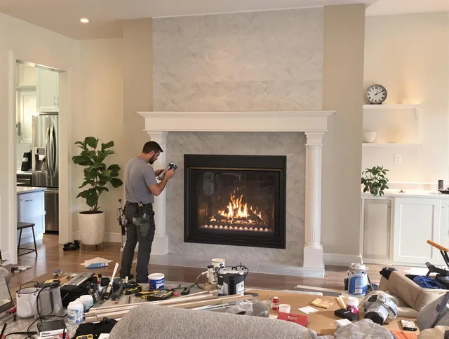 Newly installed fireplace by Shelton Chimney Sweep in Shelton, CT